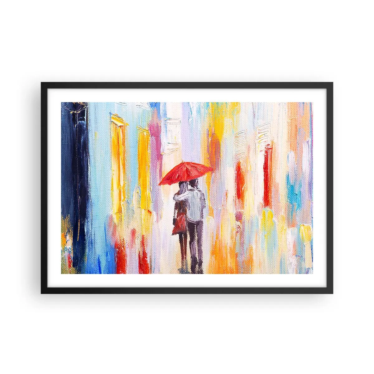 Poster in een zwarte lijst - Laat het maar regenen - 70x50 cm