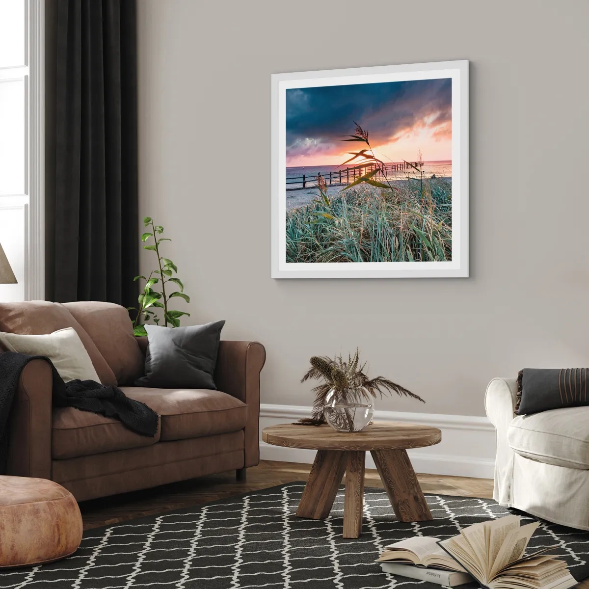 Poster in een witte lijst - Het gaat niet met de wind mee - 60x60 cm