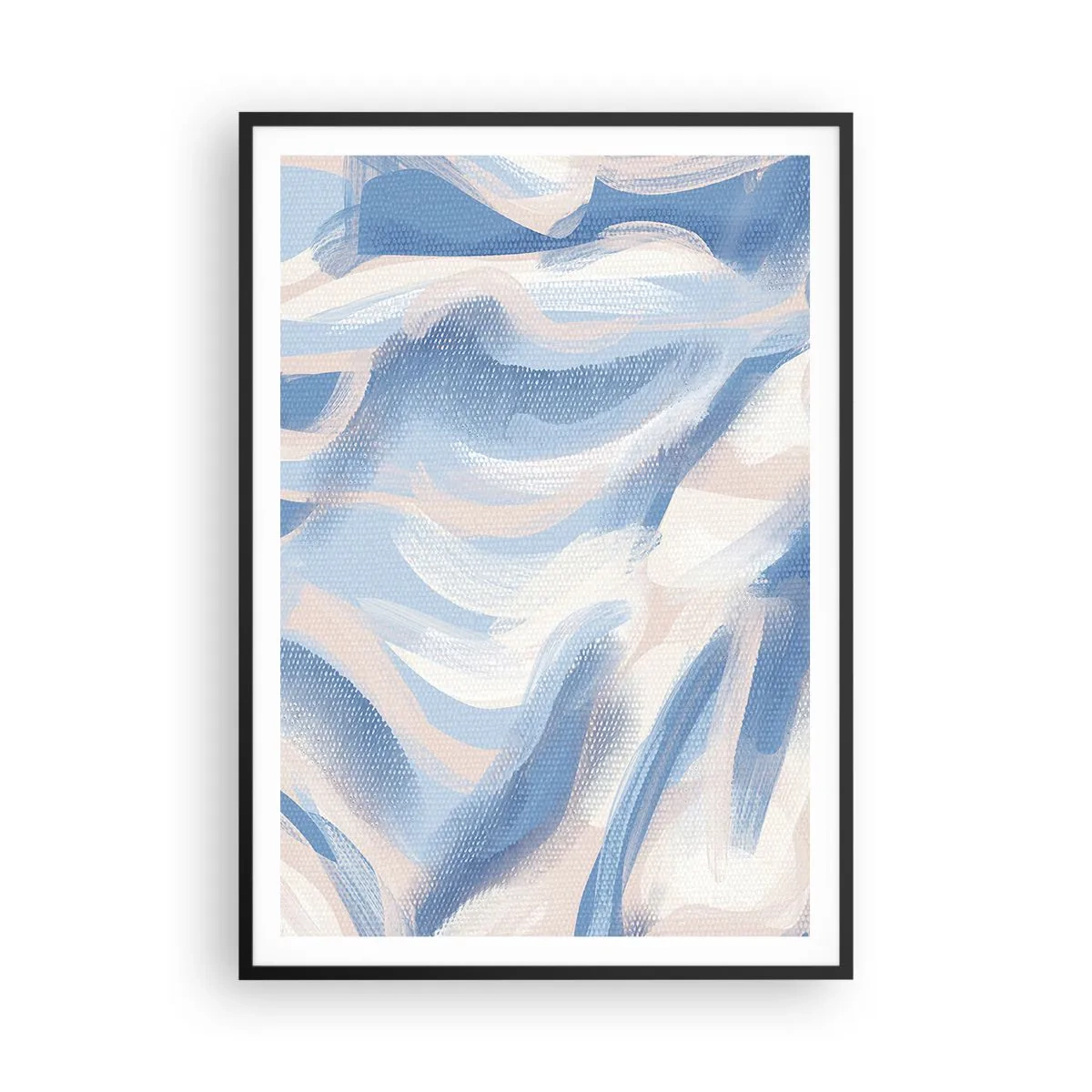 Poster in een zwarte lijst - Blauwe golven - 70x100 cm