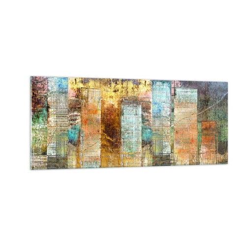 Schilderen op glas - Een zonnige metropool - 100x40 cm