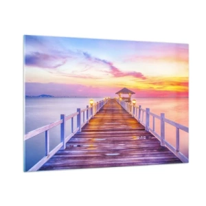 Schilderen op glas - De lila-gouden stilte van de avond - 100x70 cm