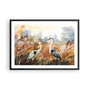 Poster in een zwarte lijst - Waarheen in de herfst? - 70x50 cm