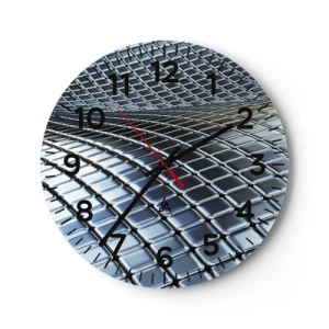 Wandklok - Klok - Metallic zilveren golf - 30x30 cm