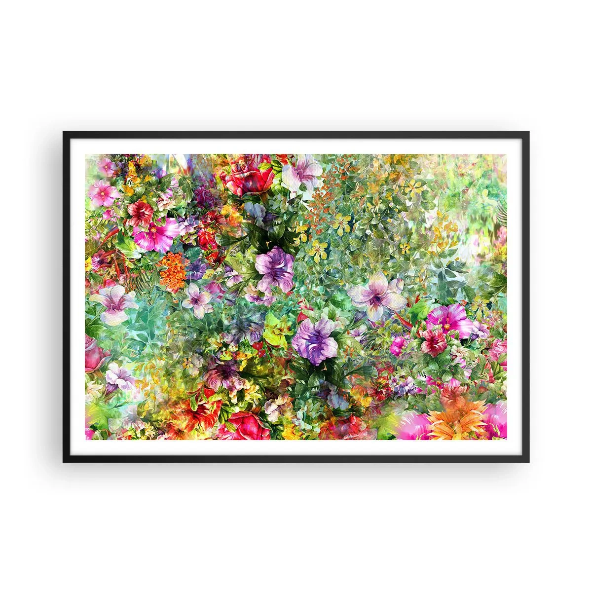 Poster in een zwarte lijst - In bloemen voor verderf - 100x70 cm