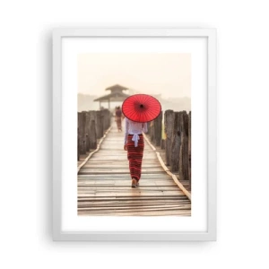 Poster in een witte lijst - Op de oude brug - 30x40 cm