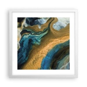 Poster in een witte lijst - Blauw - geel - wederzijdse invloeden - 40x40 cm