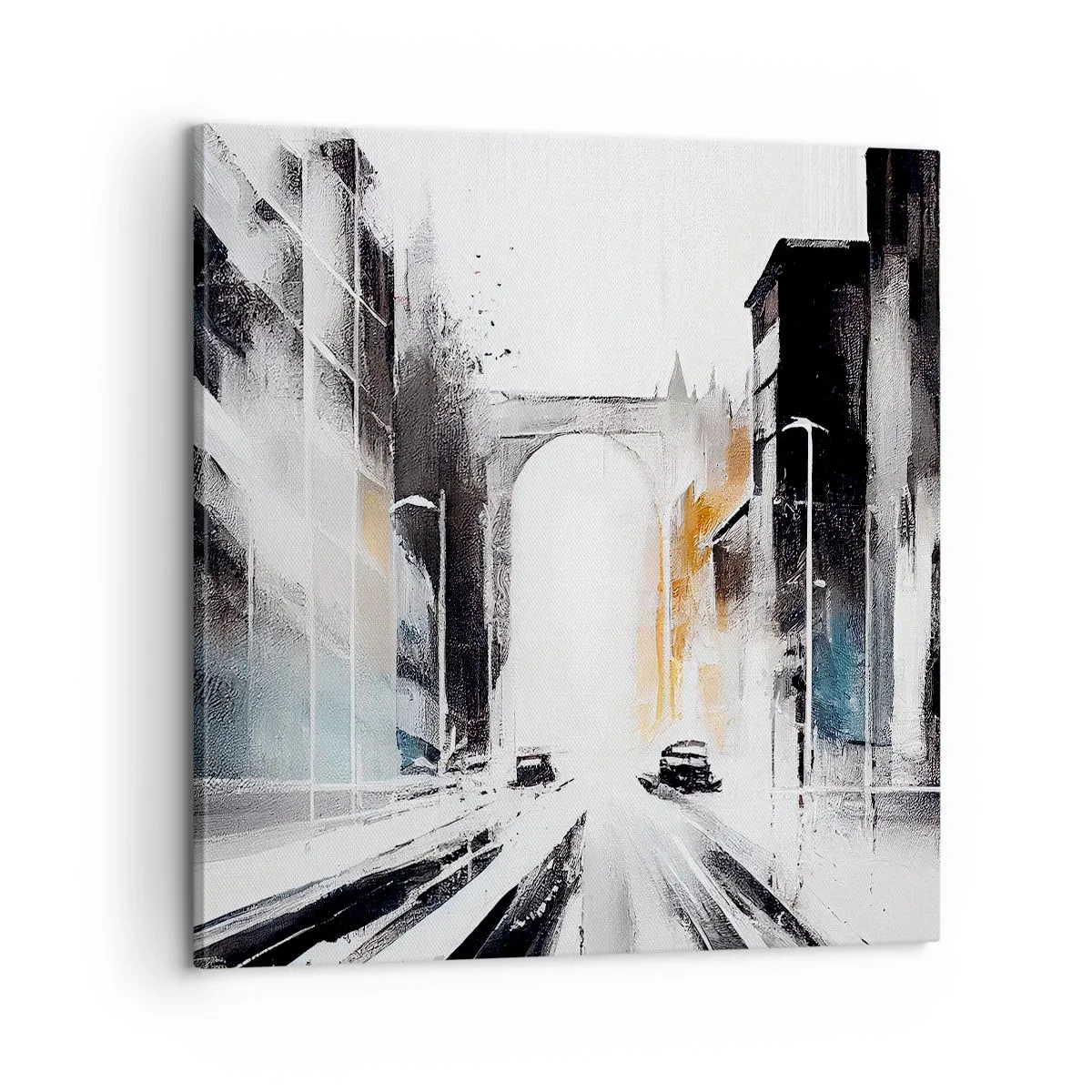 Schilderen op canvas - Stadsstudie: architectuur en beweging - 60x60 cm