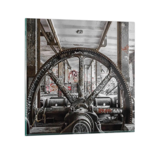 Schilderen op glas - Het geheime leven van de fabriek - 30x30 cm