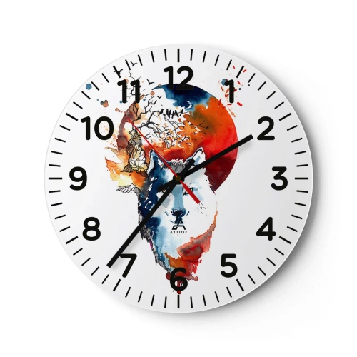 Wandklok - Klok - Neus aan neus met de nacht - 30x30 cm