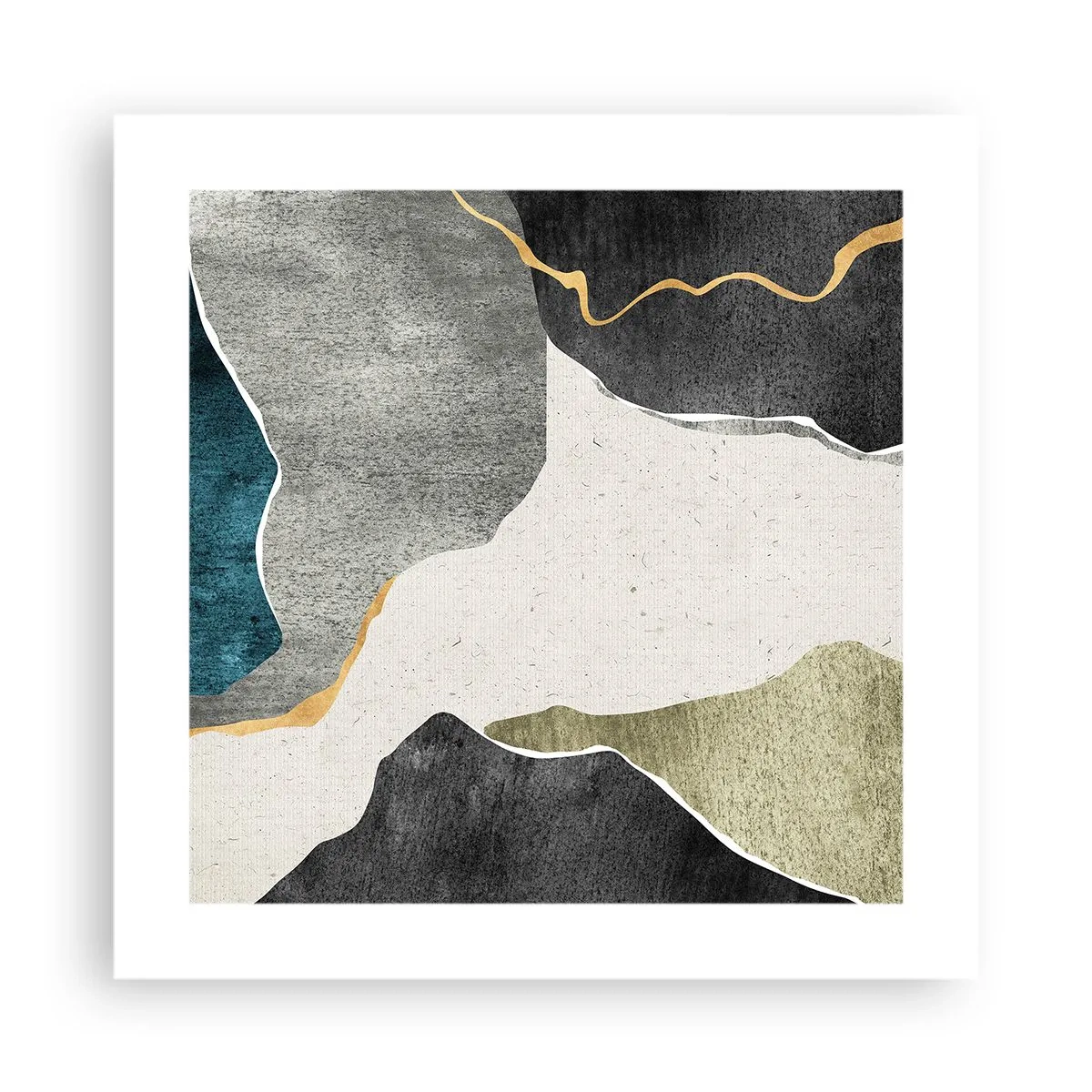 Poster - Mozaïekcompositie met gouddraad - 40x40 cm