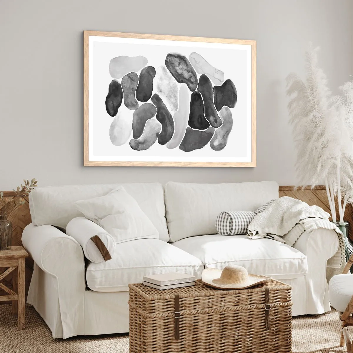 Een poster in een licht eiken lijst - Rotsachtige abstractie - 91x61 cm