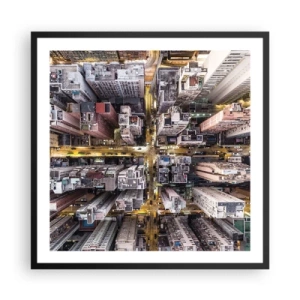 Poster in een zwarte lijst - Groeten uit Hong Kong - 60x60 cm