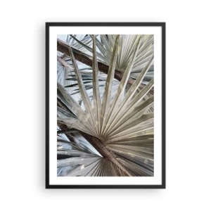 Poster in een zwarte lijst - Close-up van palmbladeren in pasteltinten - 50x70cm - Fans in de tropen - Moderne wanddecoratie voor woonkamer en slaapkamer ARTTOR