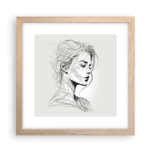 Een poster in een licht eiken lijst - Portret in gedachten - 30x30 cm