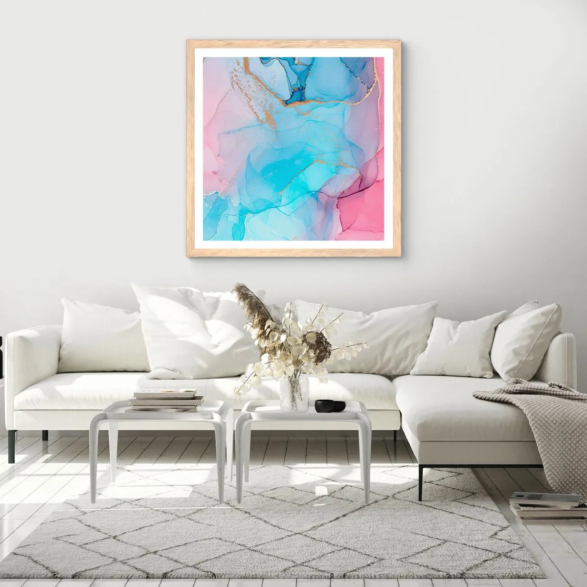 Een poster in een licht eiken lijst - Ontmoeting en interpenetratie - 50x50 cm