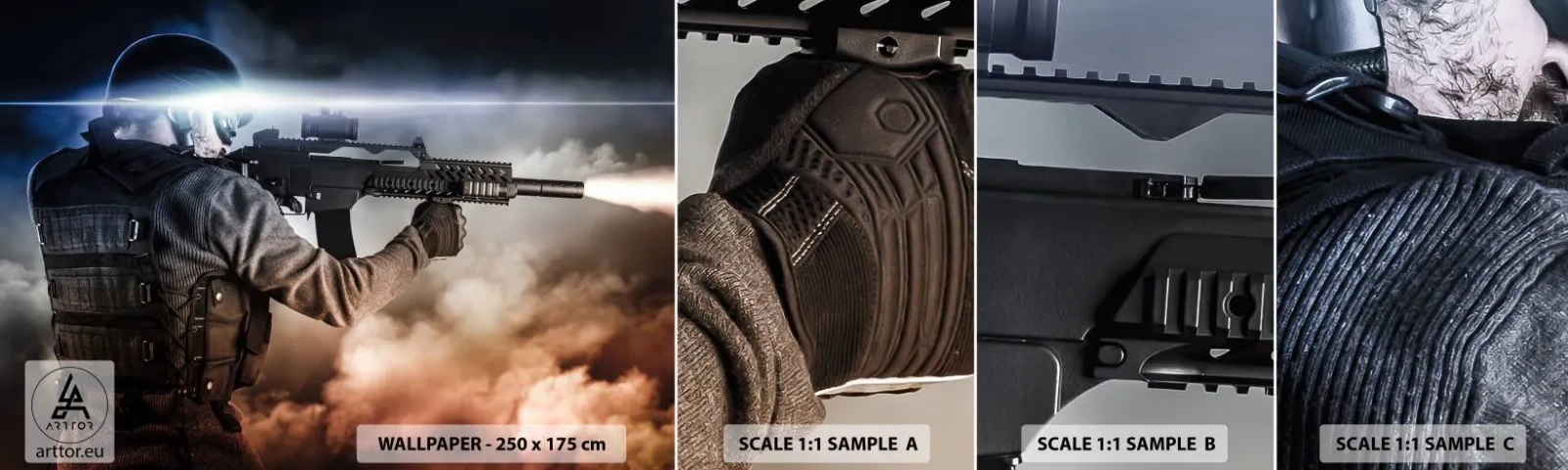 Fotobehang Monster Zelfklevend Deluxe Sticker - Gewoon een held - Leger, Wapen, Soldaat - 100x30 cm