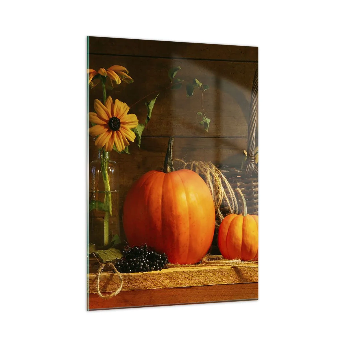 Schilderen op glas - Een rustieke compositie - geschenken van de herfst - 50x70 cm