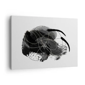 Schilderen op canvas - Abstractie in zwart en goud op een witte achtergrond - 70x50cm - Gemaakt uit zwart - Moderne wanddecoratie voor woonkamer en slaapkamer ARTTOR