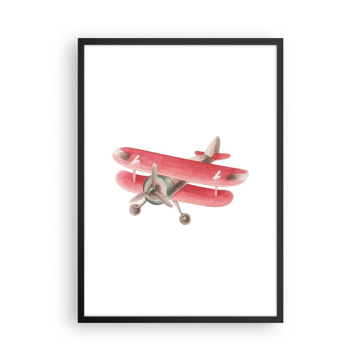 Poster in een zwarte lijst - Een charmante rode retro dubbeldekker - 50x70cm - Klaar voor hoge vluchten - Moderne wanddecoratie voor woonkamer en slaapkamer ARTTOR