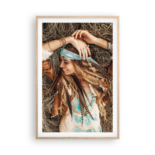 Een poster in een licht eiken lijst - Op weg naar de zomer van de liefde - 61x91 cm