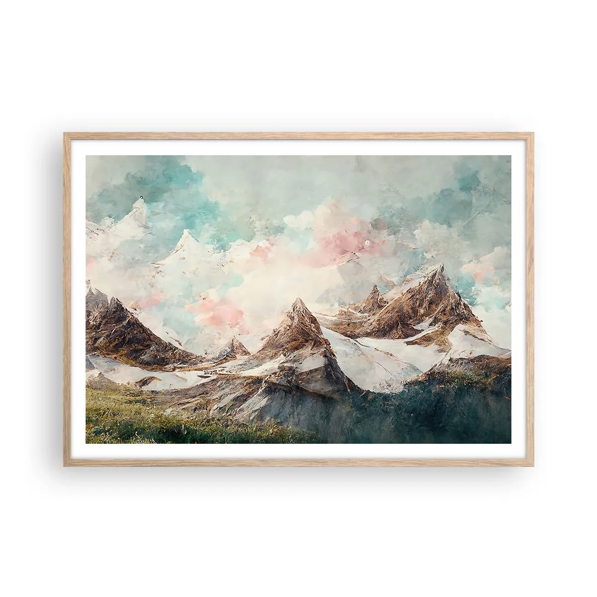 Een poster in een licht eiken lijst - Rotsbladen - 100x70 cm