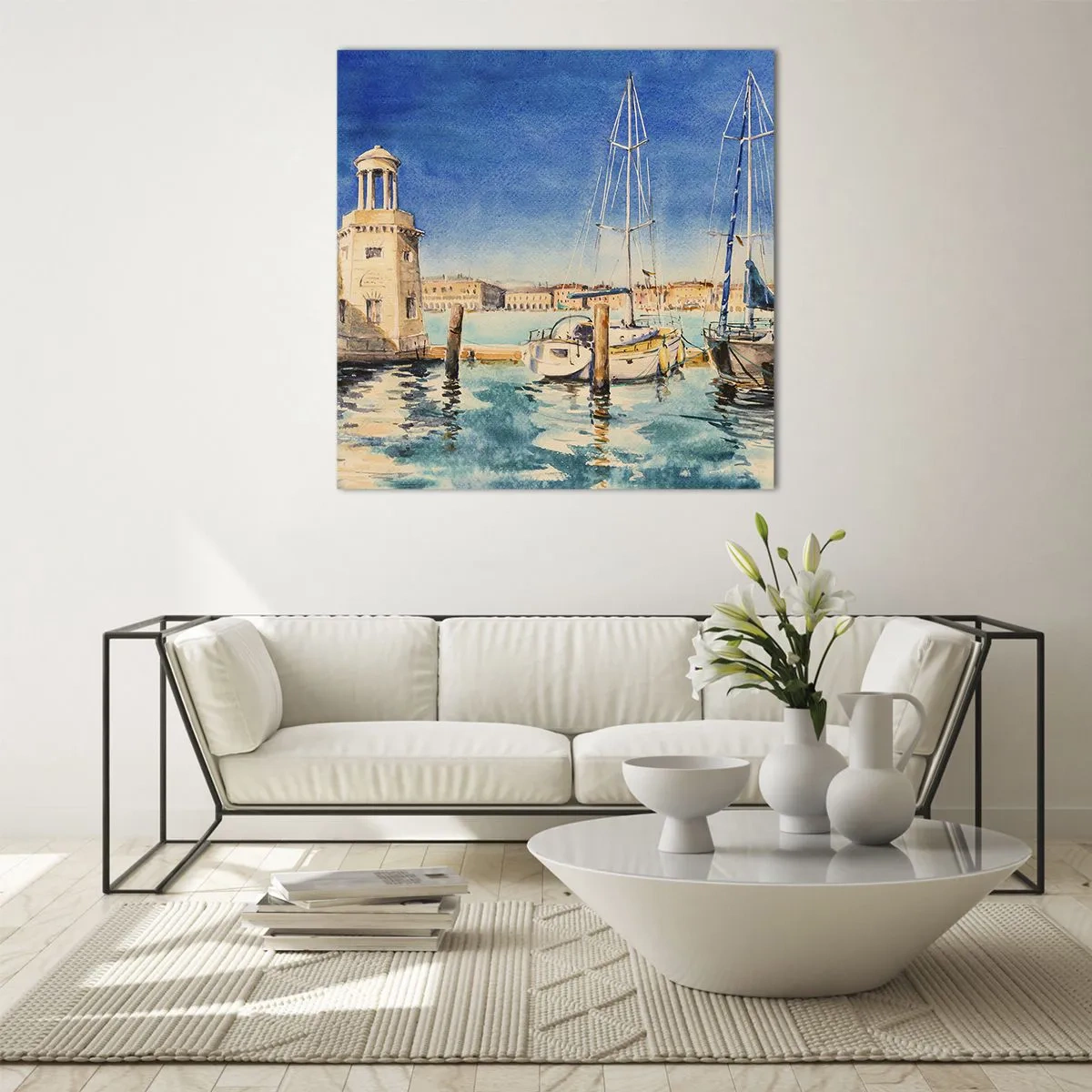 Schilderen op glas - Zonnige lagune - 70x70 cm