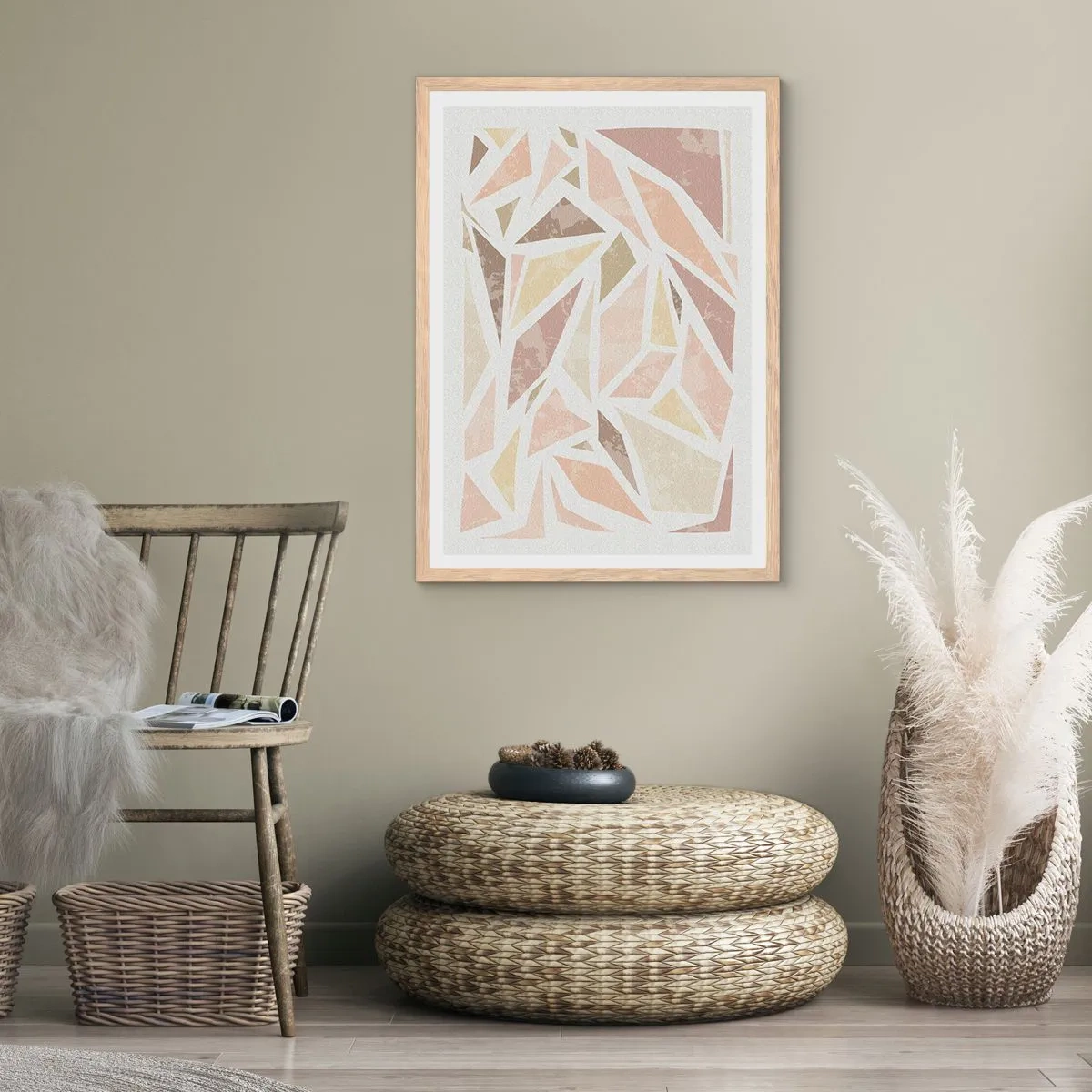 Een poster in een licht eiken lijst - Gebrandschilderd glas compositie - 70x100 cm