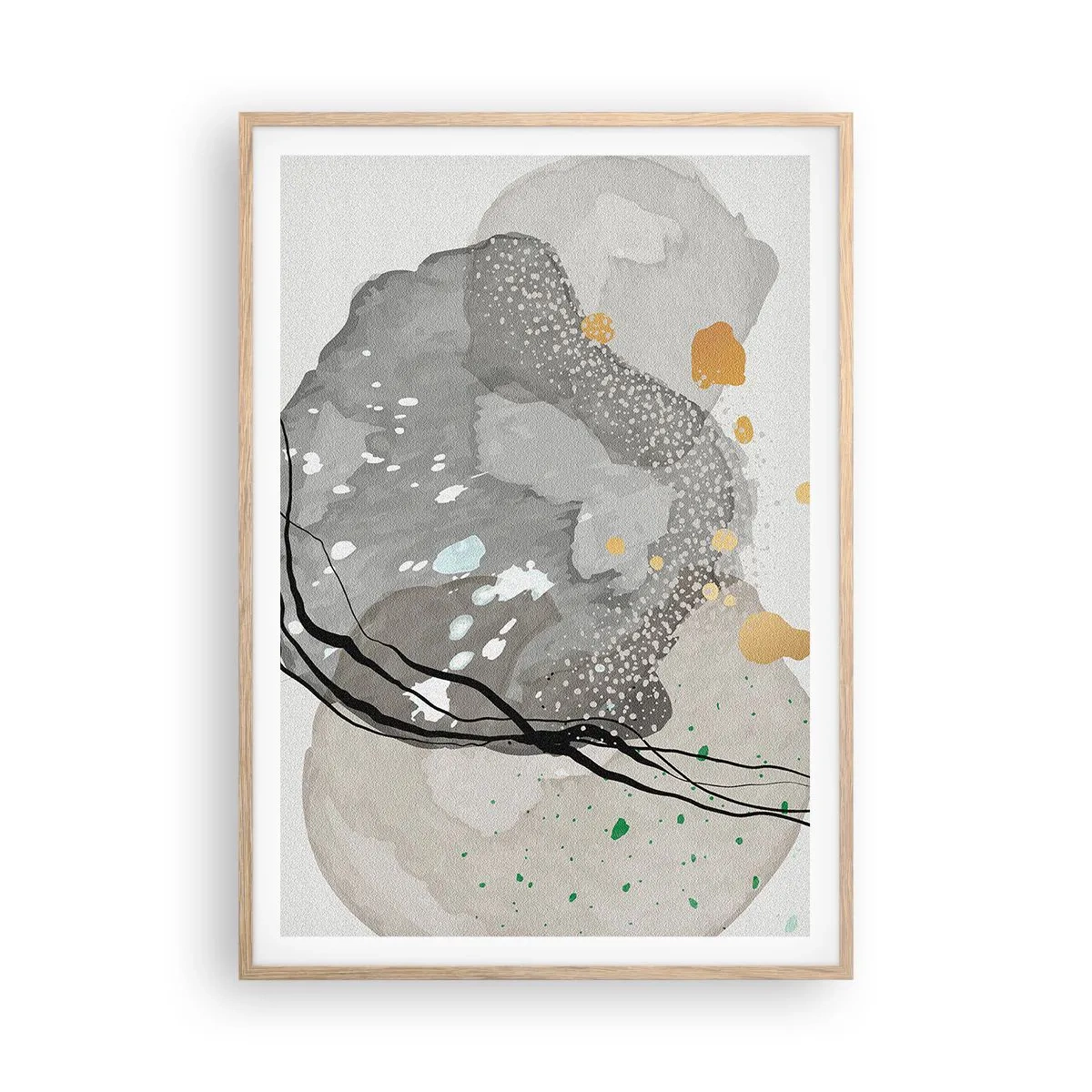 Een poster in een licht eiken lijst - Organische compositie - 70x100 cm