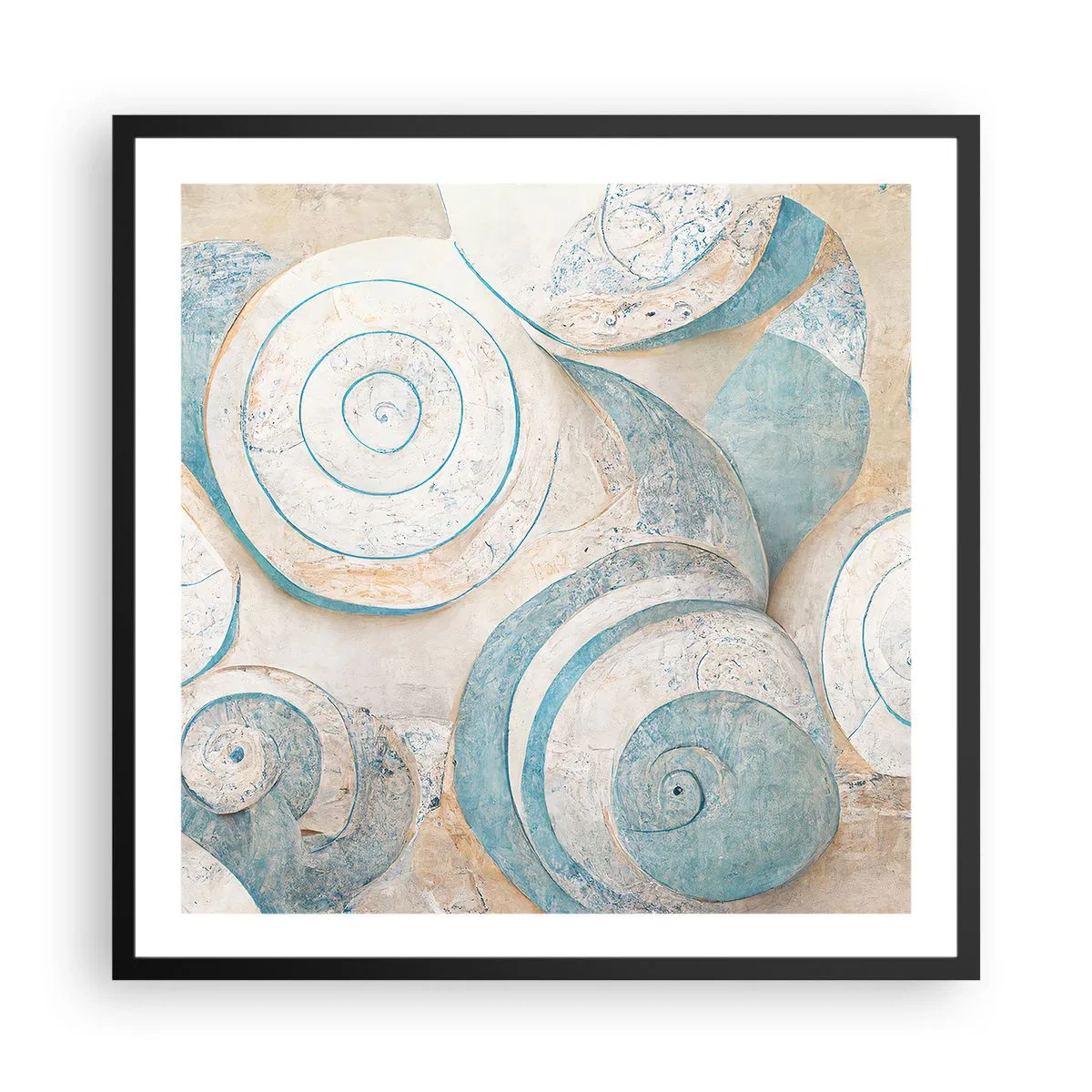 Poster in een zwarte lijst - Wat zit er in de schelp? - 60x60 cm
