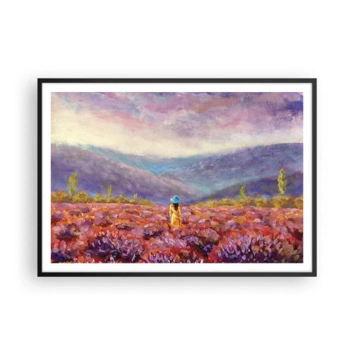 Poster in een zwarte lijst - In een lavendelwereld - 100x70 cm