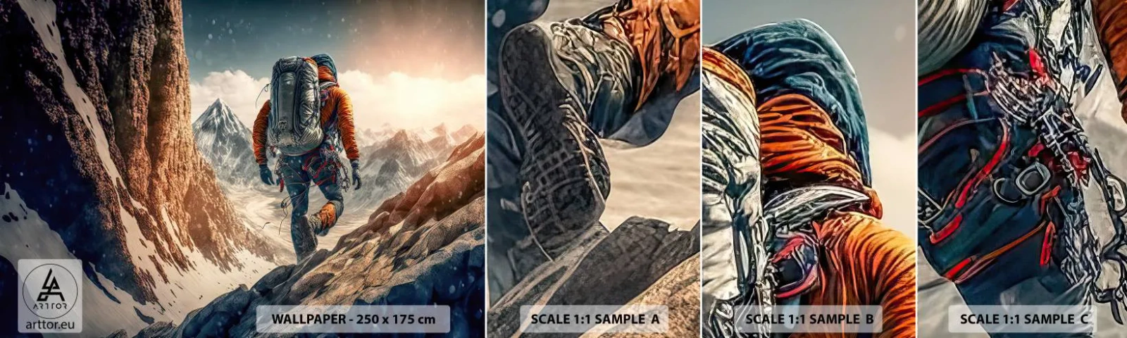 Fotobehang Staaltje Standard Eco - Eenzame strijder - Alpen, Klimmen, Bergen - 100x30 cm