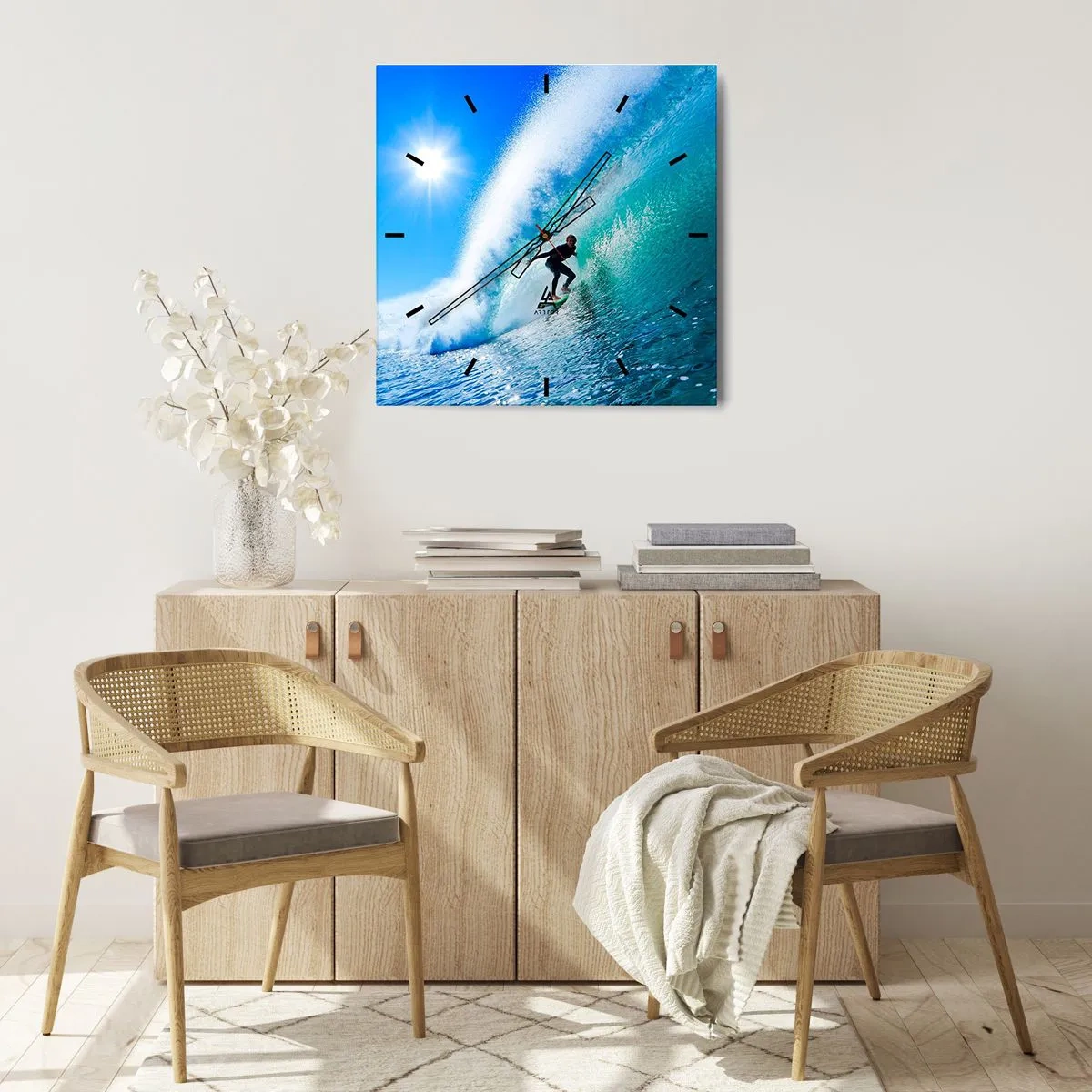 Wandklok - Klok - Door het grote blauw - 30x30 cm