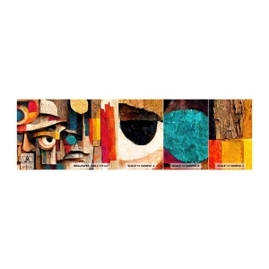Fotobehang Monster Zelfklevend Deluxe Sticker - Ik zie je… - Abstractie, Hout, Beeldhouwwerk - 100x30 cm