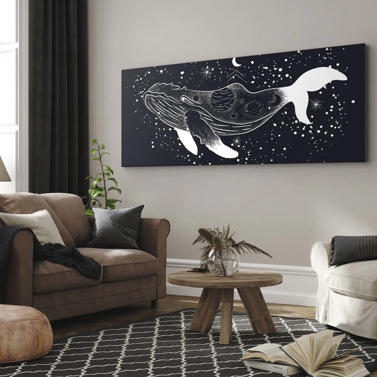 Schilderen op canvas - In de oceaan van het universum - 90x30 cm