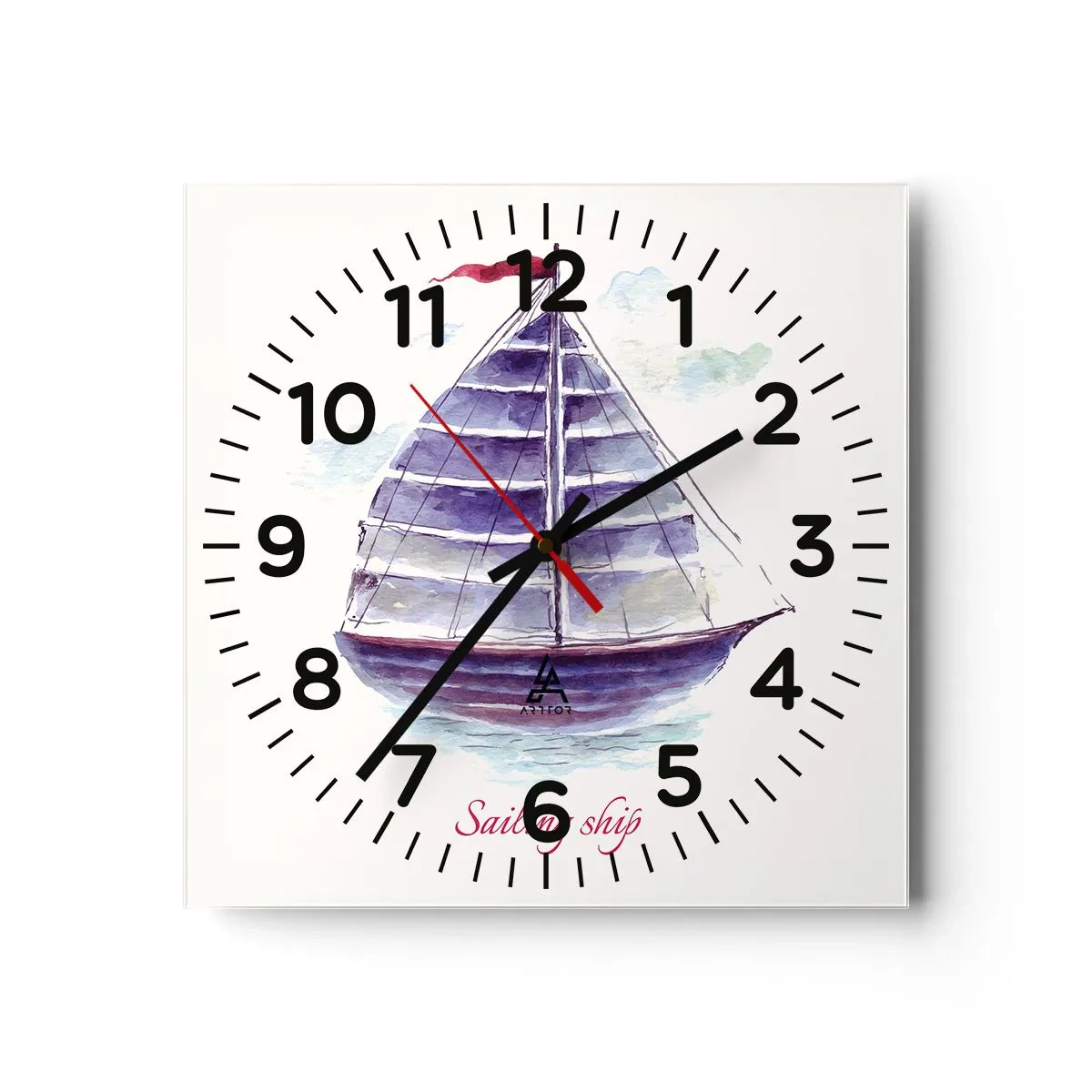 Wandklok - Klok - Volle zeilen en rustig water - 40x40 cm