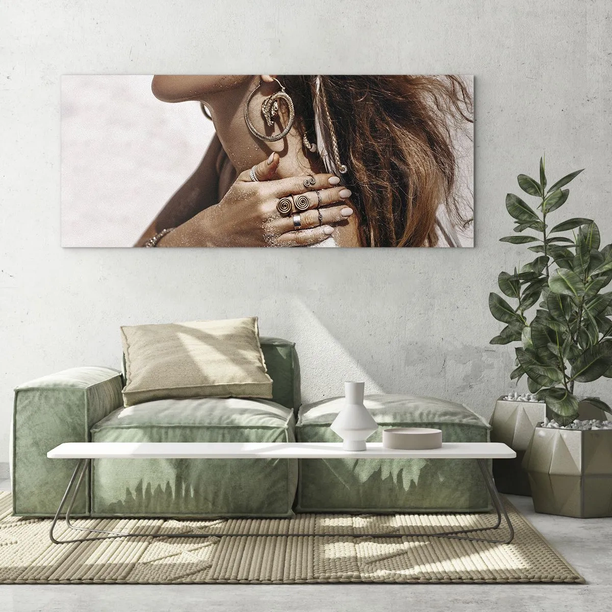 Schilderen op glas - Koningin van het wilde strand - 120x50 cm