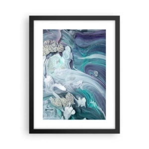 Poster in een zwarte lijst - Stromingen van hemelsblauw - 30x40 cm