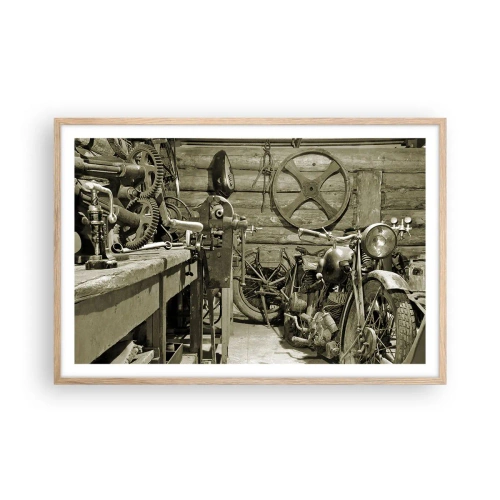 Een poster in een licht eiken lijst - In de schuur van oom Władek - 91x61 cm