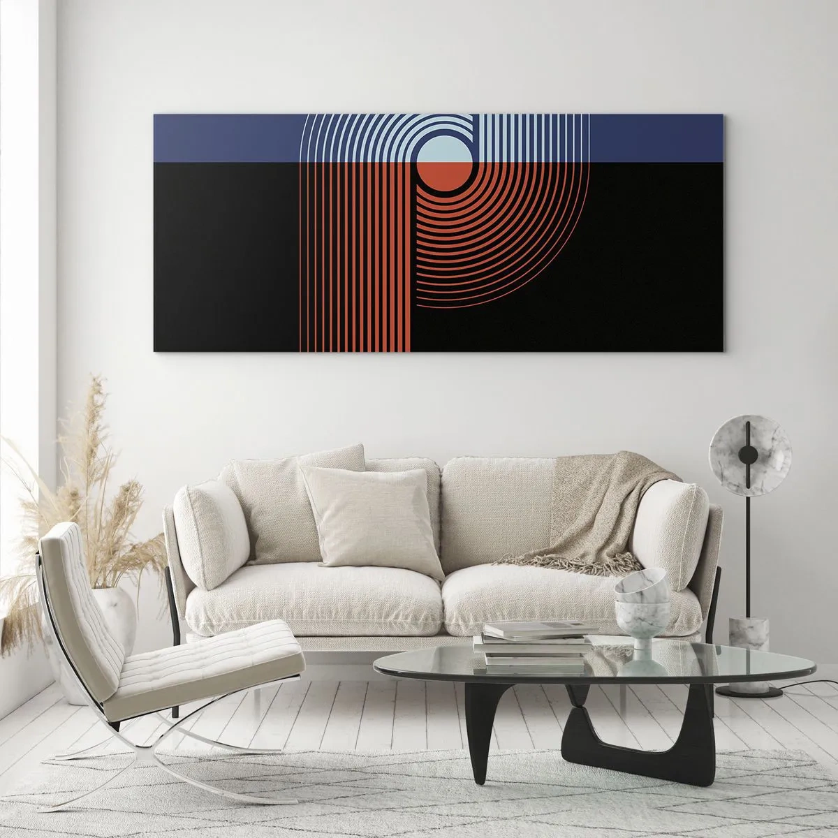 Schilderen op glas - In een geometrische omhelzing - 120x50 cm