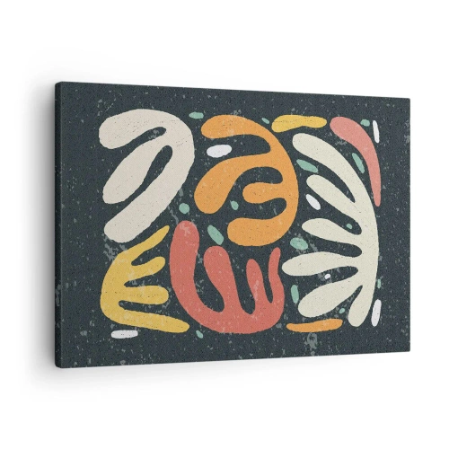 Schilderen op canvas - Abstracte vormen in warme kleuren op een donkere achtergrond - 70x50cm - Compositie – ik sta op het punt je te pakken te krijgen - Moderne wanddecoratie voor woonkamer en slaapkamer ARTTOR