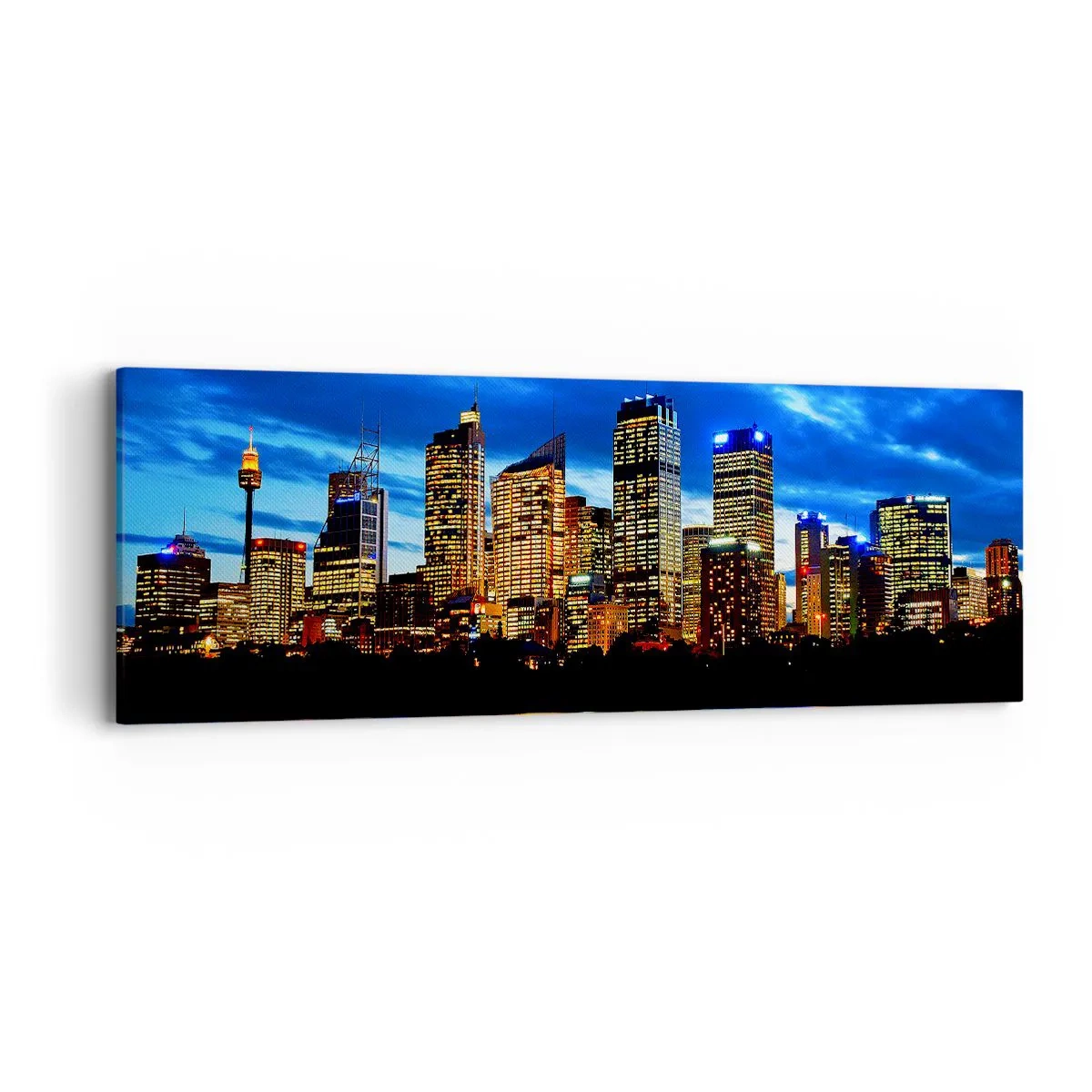 Schilderen op canvas - Een nacht van licht en kleuren - 90x30 cm