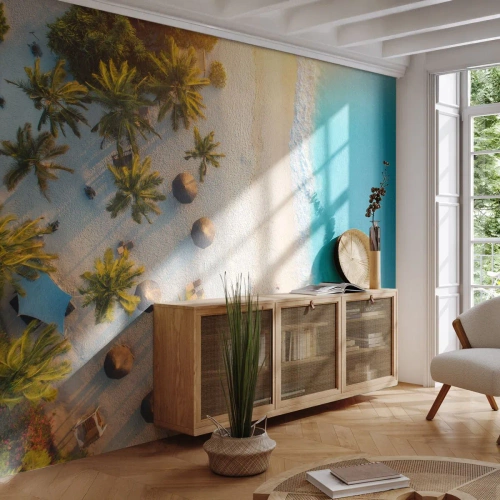 Zelfklevend Fotobehang Deluxe Sticker - Welkom in het paradijs - Strand, palmbomen, Exotisme - 250x175 cm