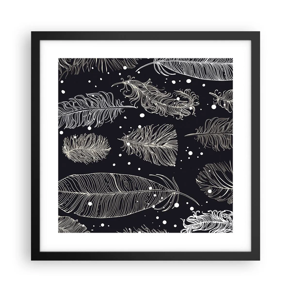Poster in een zwarte lijst - Gevederde kant - 40x40 cm
