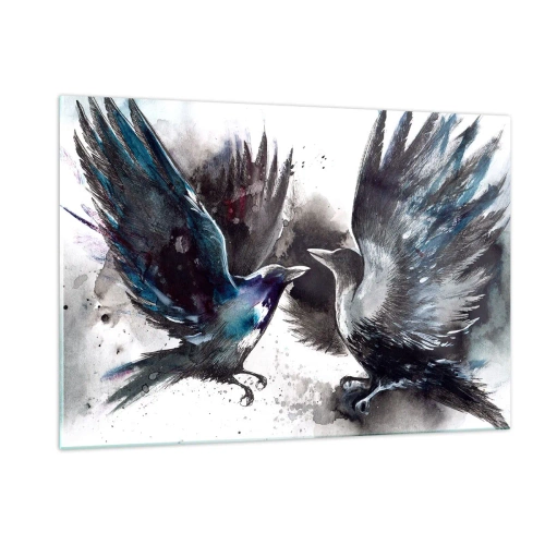 Schilderen op glas - De ene kraai pikt de andere de ogen niet uit - 120x80 cm