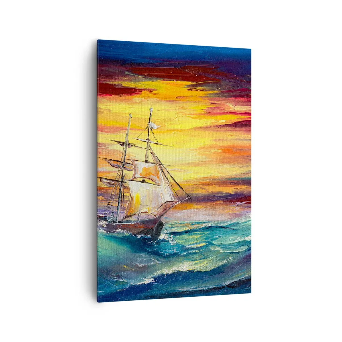 Schilderen op canvas - Dapper onder de golven - 80x120 cm