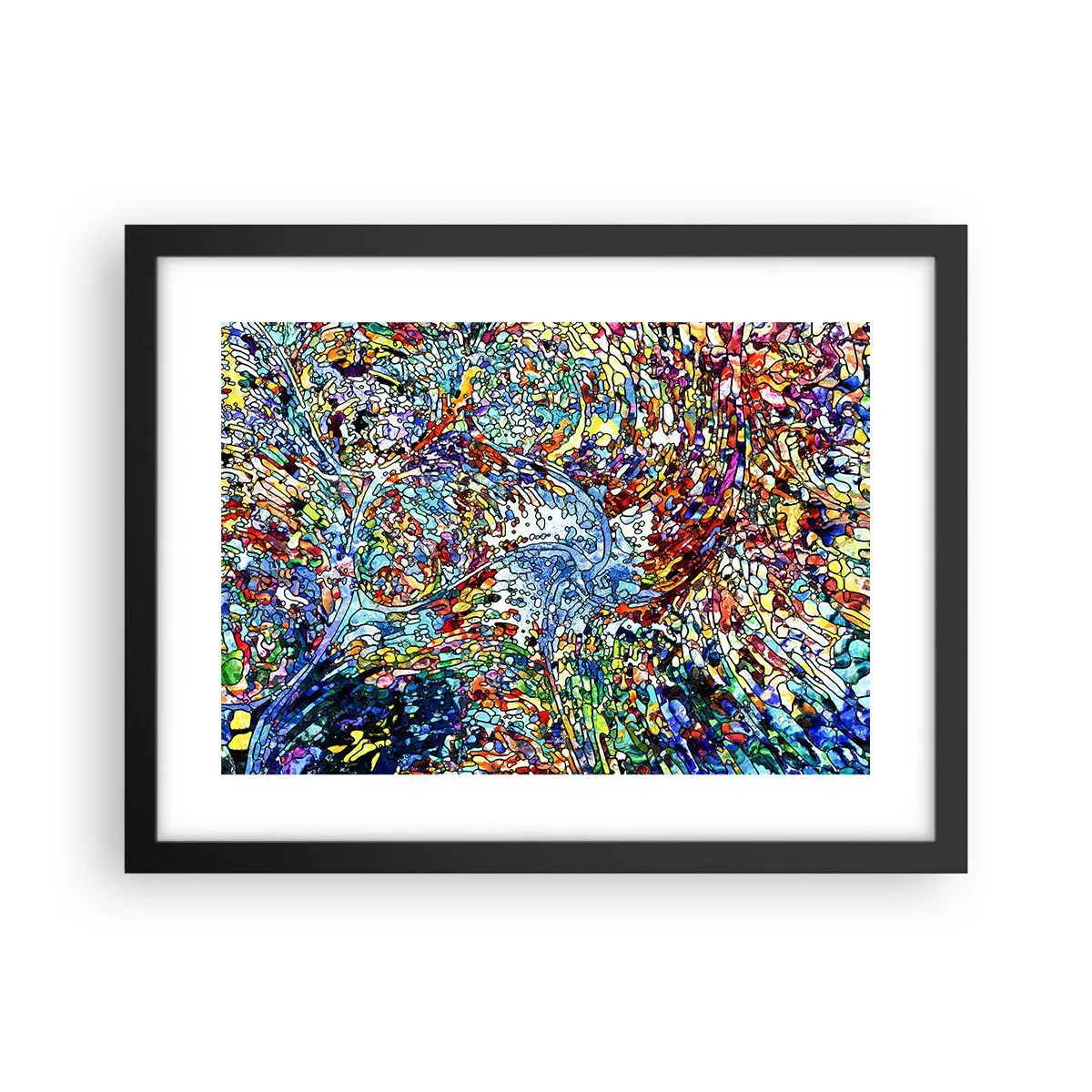 Poster in een zwarte lijst - Glas in lood druppel - 40x30 cm