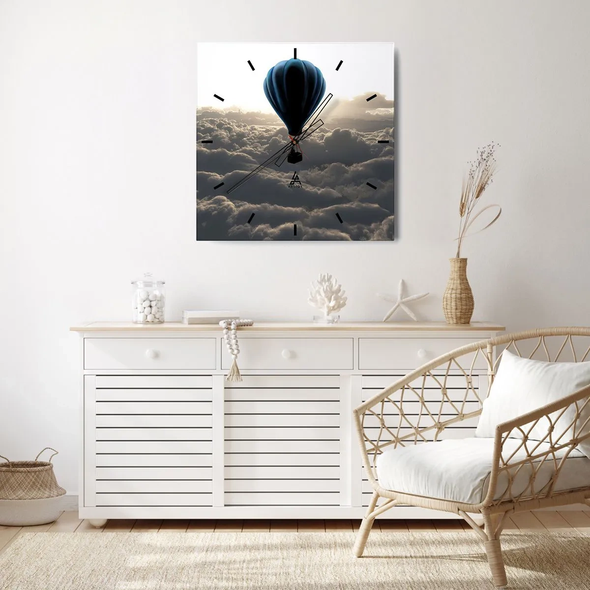 Wandklok - Klok - Een zwerver boven de wolken - 40x40 cm