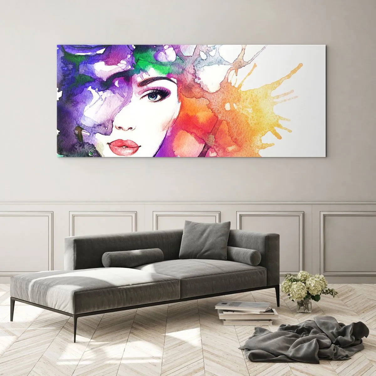 Schilderen op glas - Met hoofd in de wolken - 120x50 cm