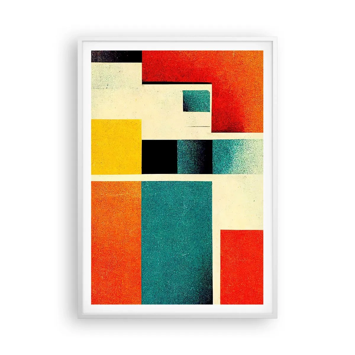 Poster in een witte lijst - Geometrische abstractie – goede energie - 70x100 cm