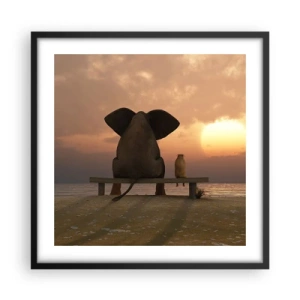 Poster in een zwarte lijst - Het is goed om samen stil te zijn - 50x50 cm